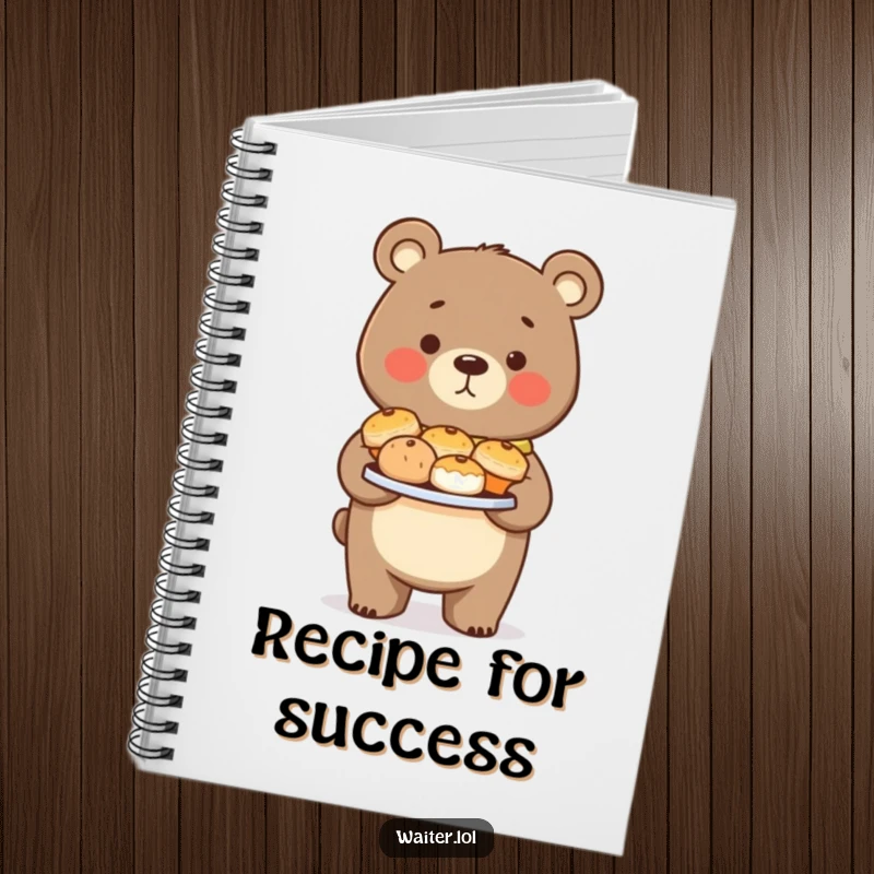 Funny Bear Pastry Notebook: A proud bear carries pastries, inspiring sweet recipes and baking ideas.