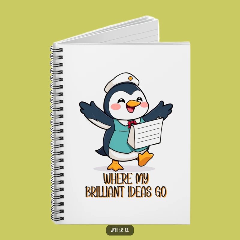 Funny Penguin Waiter Notebook: Joyful Jotter, Perfect Humorous Gift for Notes