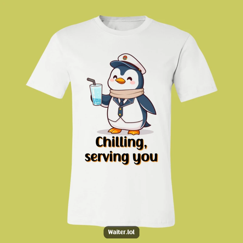 Funny Penguin Uniform T-Shirt: Cool Drink Service, Comfy & Humorous Tee