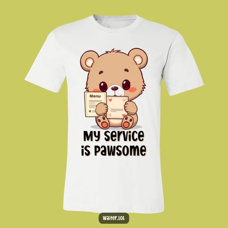 Funny Bear Cub Menu T-Shirt: Cute & Hopeful Animal Graphic Tee for Laughs