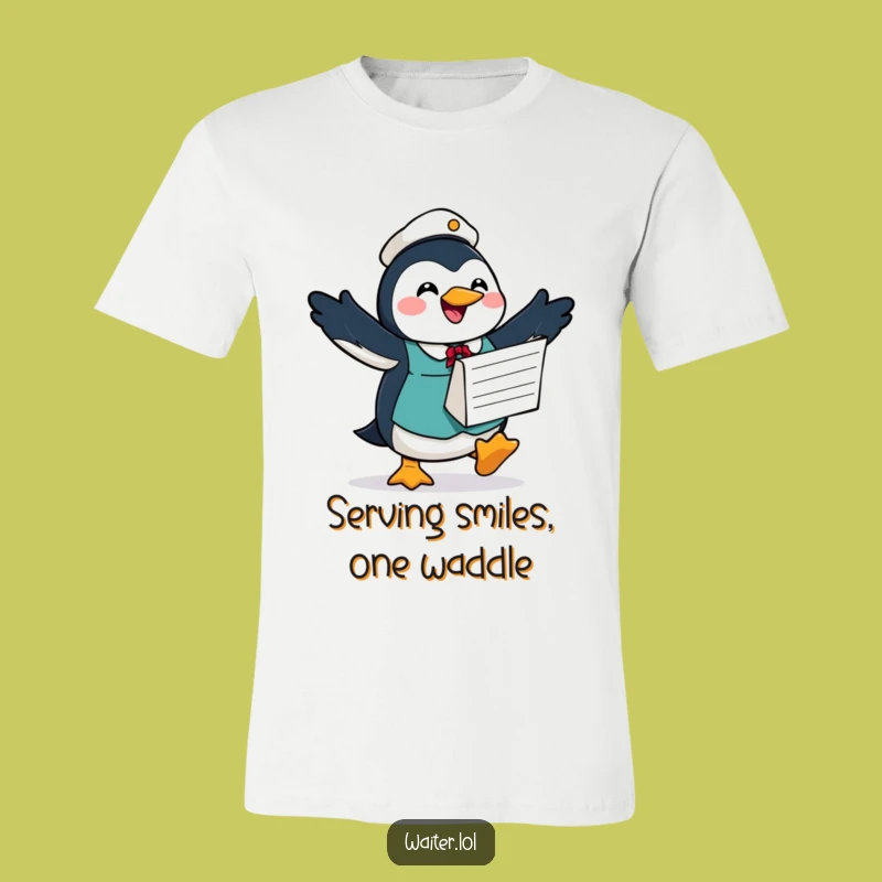 Funny Penguin Waiter T-Shirt: Joyful Order Taker Shirt, Perfect Humorous Gift