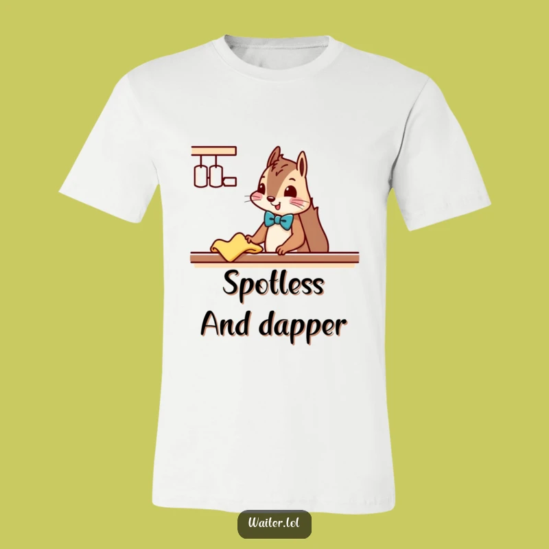 Funny Squirrel Cleaner T-Shirt: Bowtie Squirrel Tidying Up, Hilarious Shirt, Perfect Gift