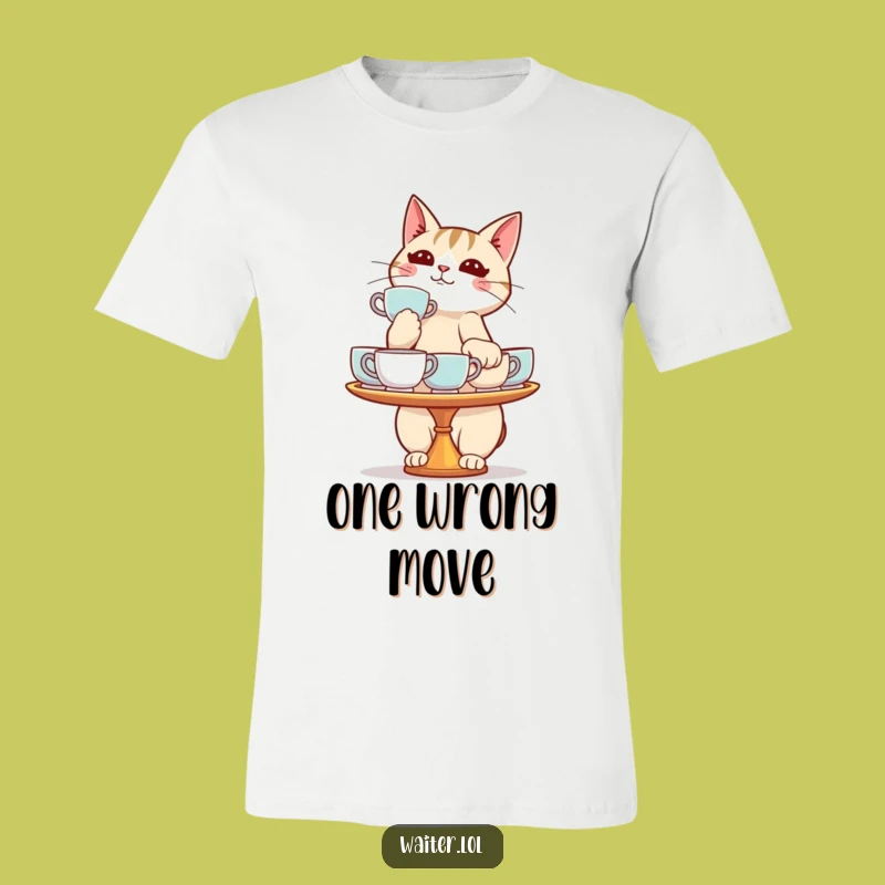 Funny Cat Teacup Tray T-Shirt - Hilarious Juggling Pet Tee, Perfect Gift!