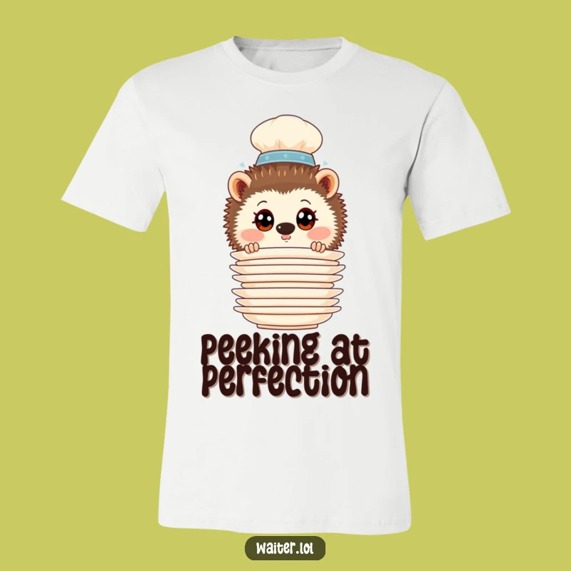 Funny Hedgehog Waiter T-Shirt: Peek-a-Boo Critter is a Hilarious Gift
