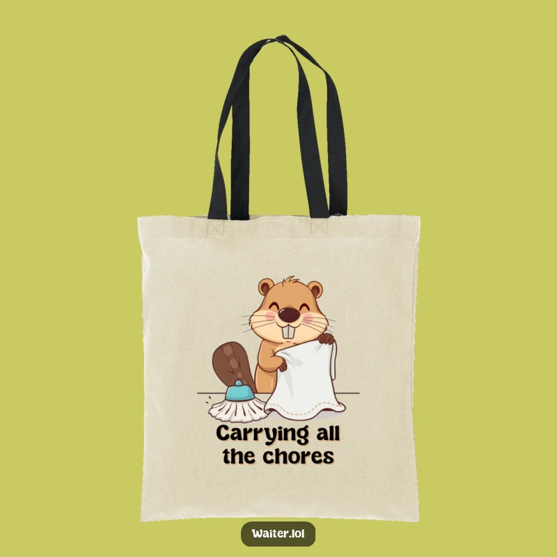 Funny Beaver Cleaning Tote Bag - Carry Your Workspace Essentials