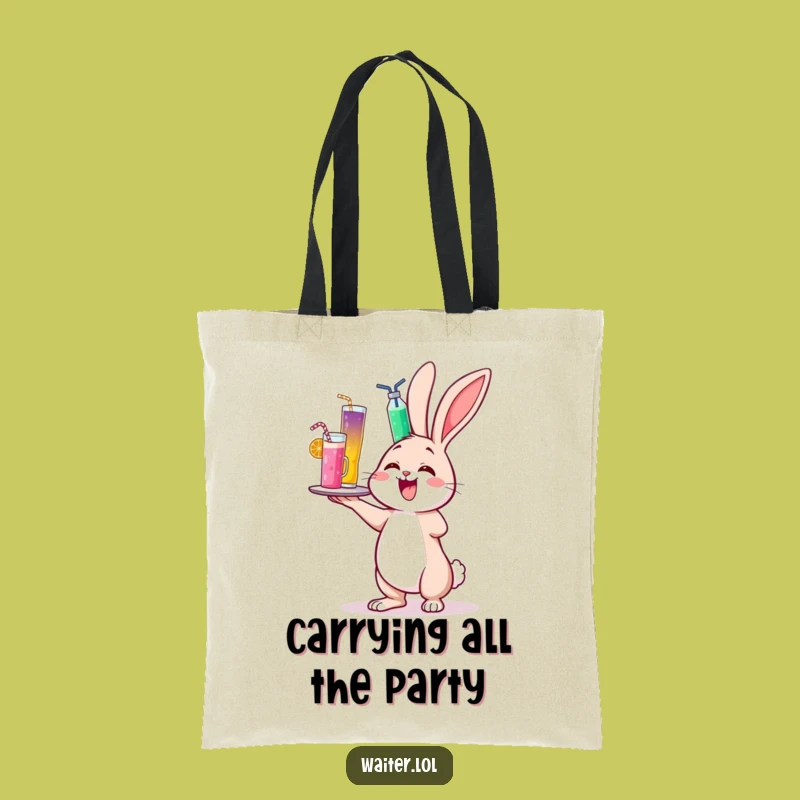 Funny Cheerful Bunny Drinks Tote Bag - Carry Your Beverages in Style Gift