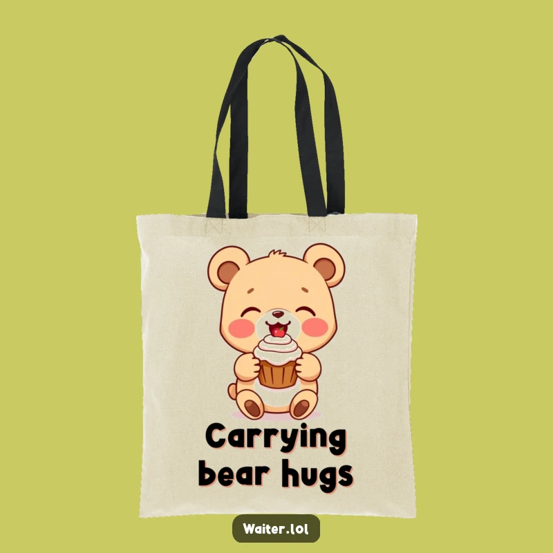 Funny Bear Cub Cupcake Tote Bag: Carry Sweetness, Adorable Gift Bag!
