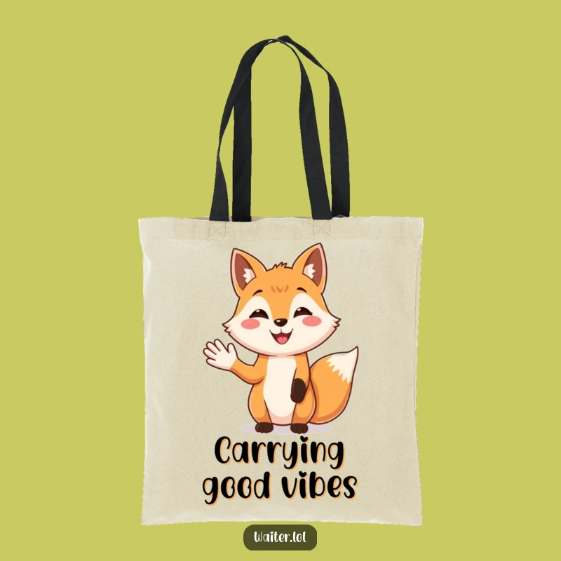 Funny Fox Greeting Tote Bag: Stylish Carry-All, Perfect Gift for Hosts