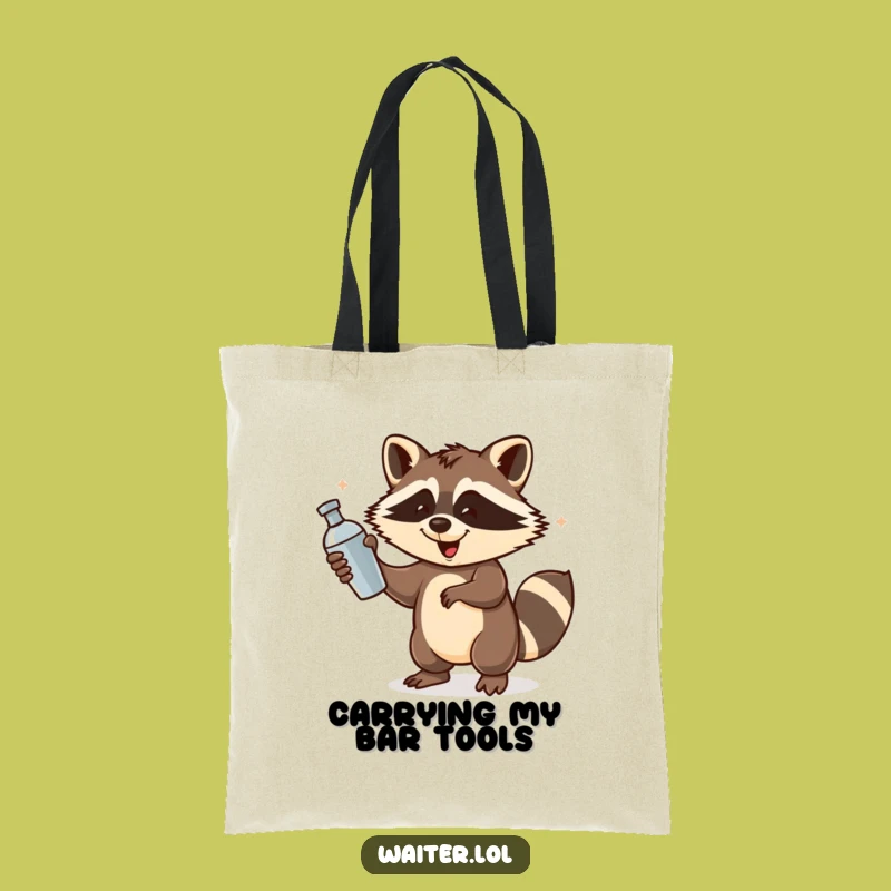 Funny Raccoon Bartender Tote Bag: Carry Your Party Gear with a Shakin’ Raccoon, Great Funny Gift