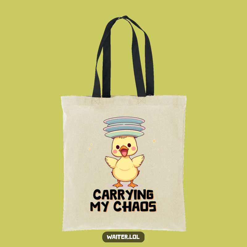 Funny Duckling Plate Stack Tote Bag: Whimsical Balancing Companion Gift
