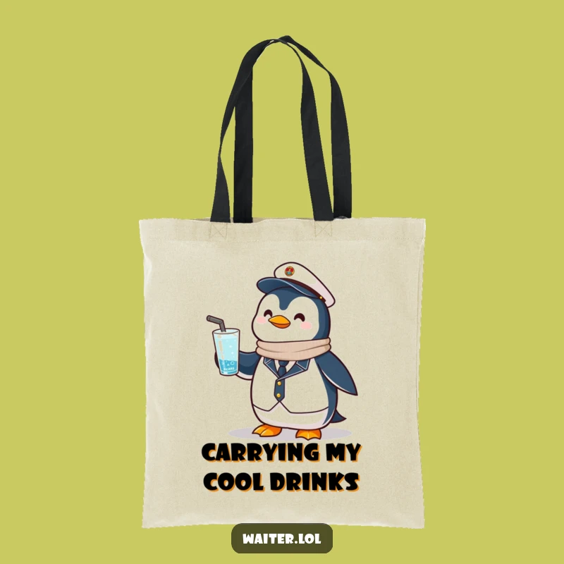 Funny Penguin Drink Tote Bag: Carry Coolness, Perfect Gift for Bartenders