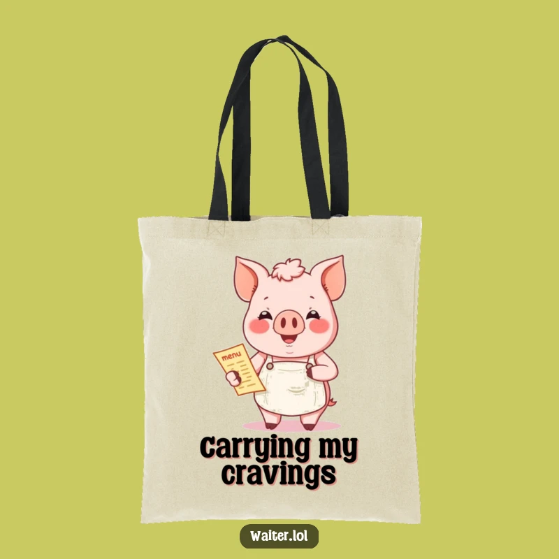 Funny Pig Menu Tote Bag: Carry Your Cravings, Perfect Gift for Foodies