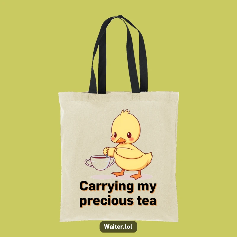 Funny Determined Duckling Tote Bag - Carry Your Determination and Tea