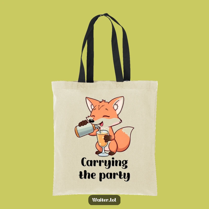 Funny Fox Bartender Tote Bag: Exaggerated Pour Art, Stylish Carry-All, Perfect Funny Gift