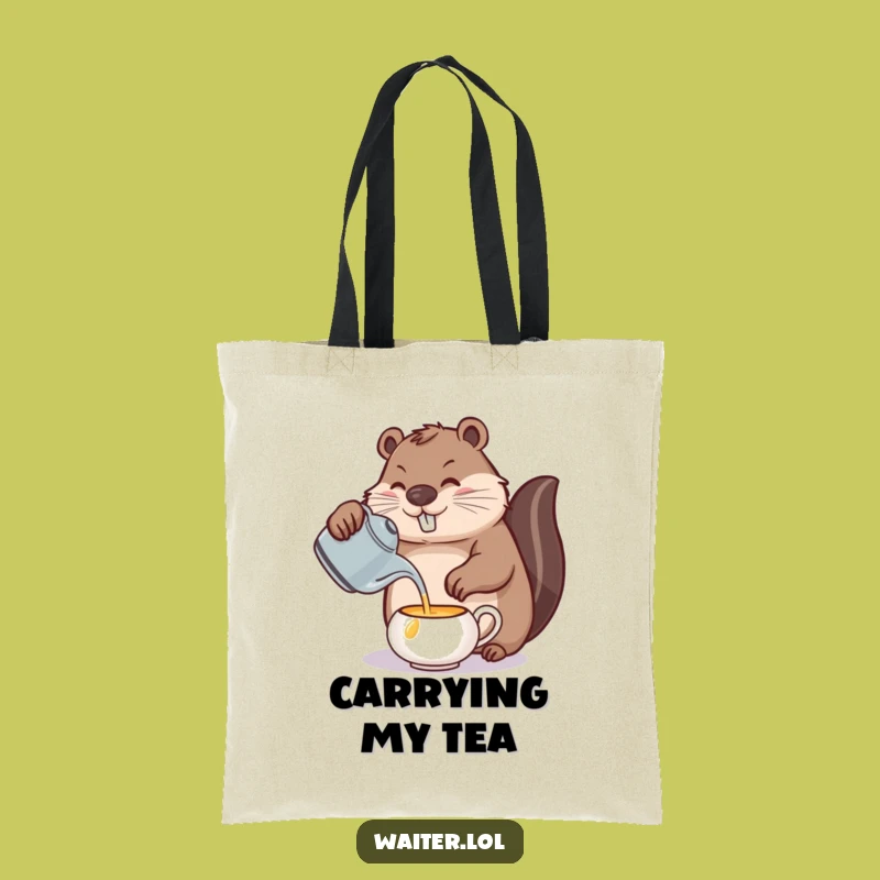 Funny Beaver Tea Tote Bag: Carry Your Essentials with Precision