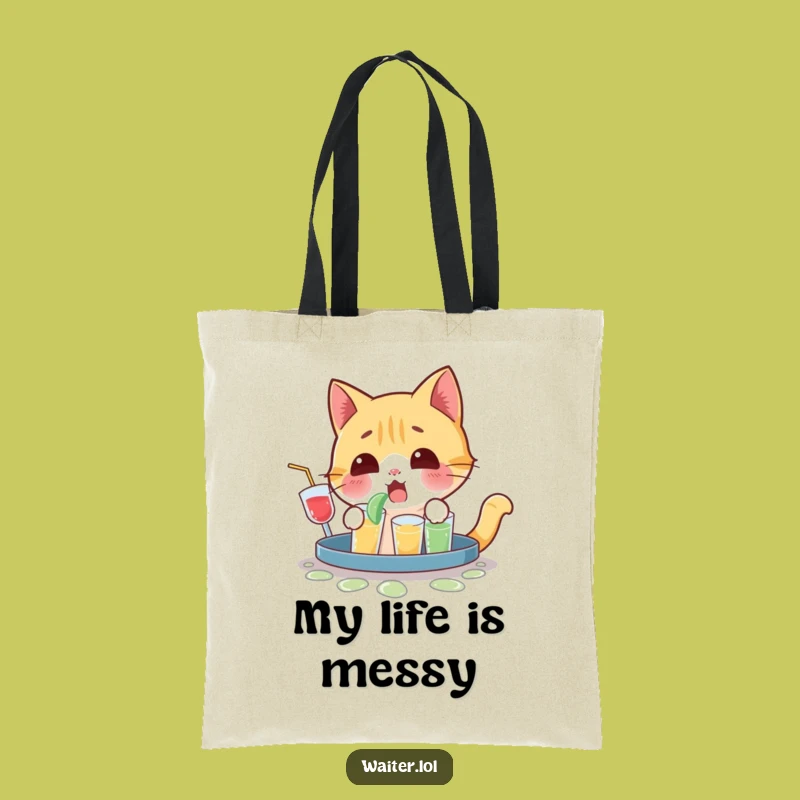 Funny Cat Chaos Tote Bag - Yelping Drink Spill Accessory
