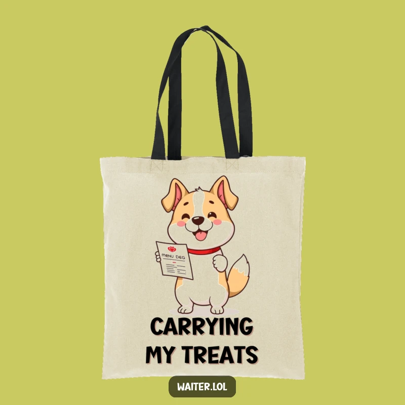 Funny Dog Diner Tote Bag - Enthusiastic Menu Carrier