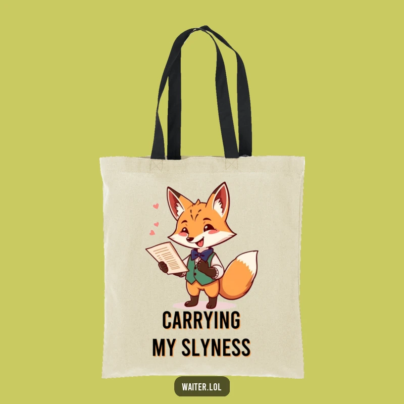 Funny Fox Waiter Tote Bag: Playful Fox Serving Menu, Stylish Humorous Gift Accessory