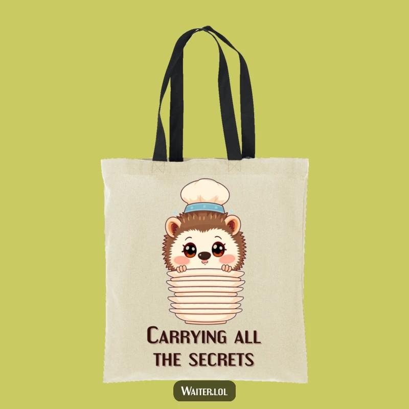 Funny Hedgehog Waiter Tote Bag: Carry Your Finds with Curious Style