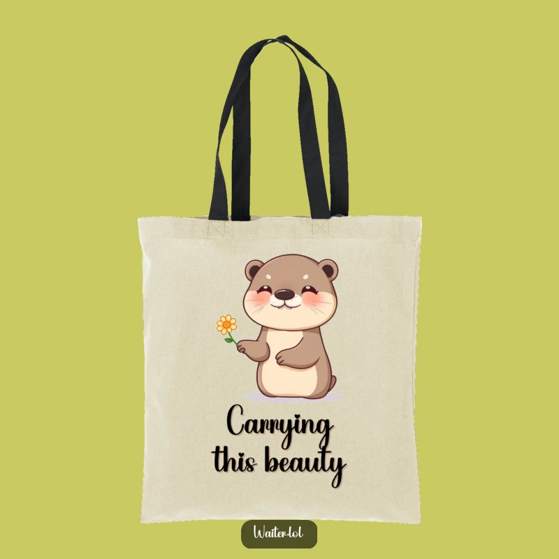 Funny Otter Flower Tote Bag: Carry Joy with This Cute Bag