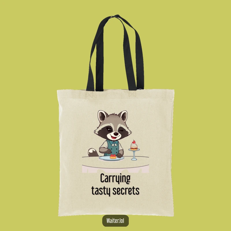 Funny Raccoon Waiter Tote Bag: Carry Your Loot with Sly Bandit Style