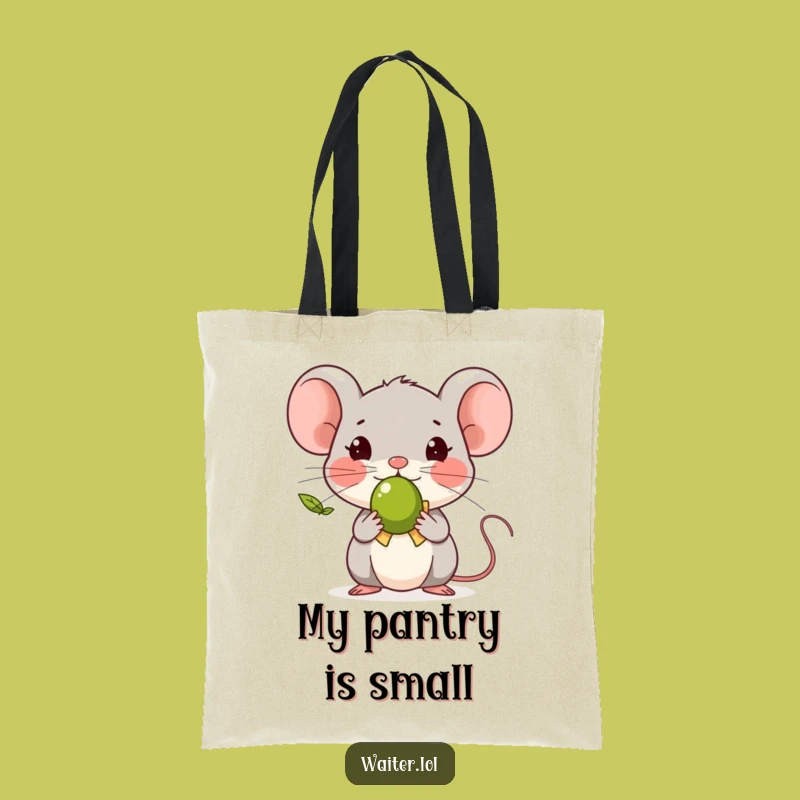 Funny Tiny Mouse Olive Tote Bag, Carry Your Essentials with a Polite Smile!