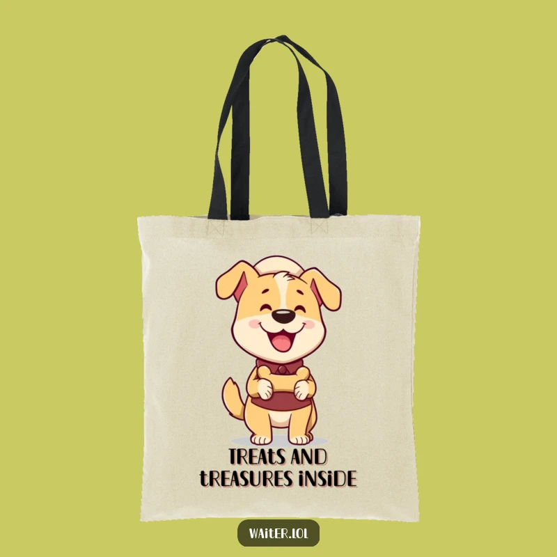 Funny Dog Waiter Tote Bag: Carry Essentials with Enthusiastic Pup Style